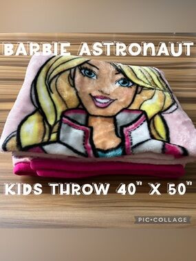 Barbie Silky Soft Plush Throw Blanket Astronaut Barbie Kids Throw 40" x 50"
